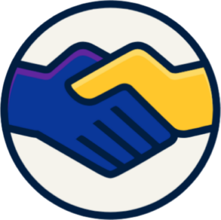 Logo von Riscot (eine blaue Hand schüttelt eine gelbe)
