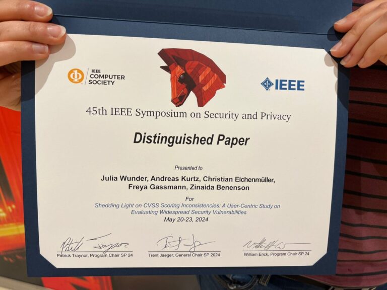 Distinguished Paper Award at IEEE Security & Privacy Symposium