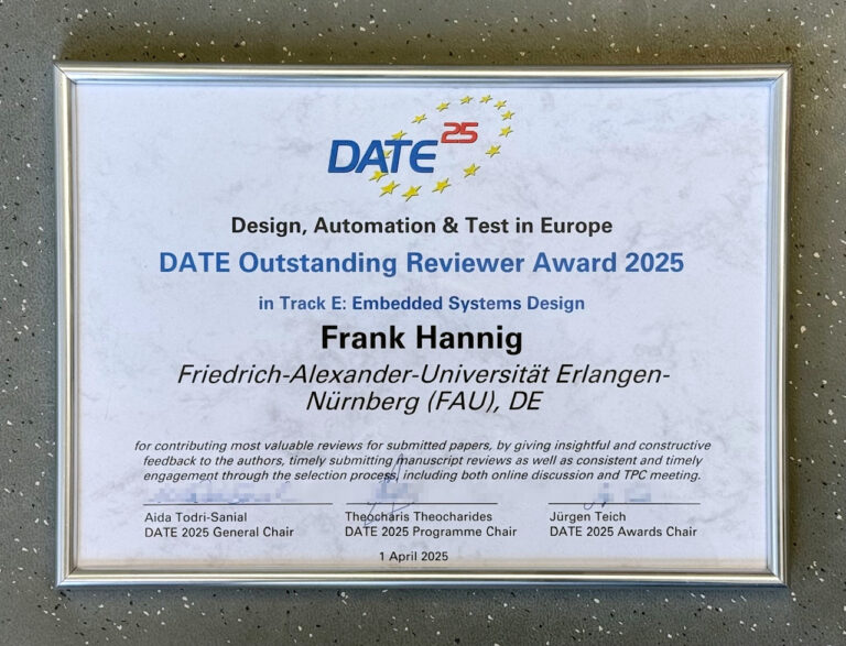DATE Outstanding Reviewer Award 2025 for Frank Hannig